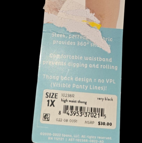 Womens Assets By SPANX Black Shaping High Waisted Thong Panties, 1x, NWT!!! - Picture 3 of 3